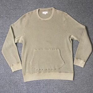 Wallace & Barnes Waffle Knit Shirt Olive Green Mens Large Kangaroo Pocket Casual